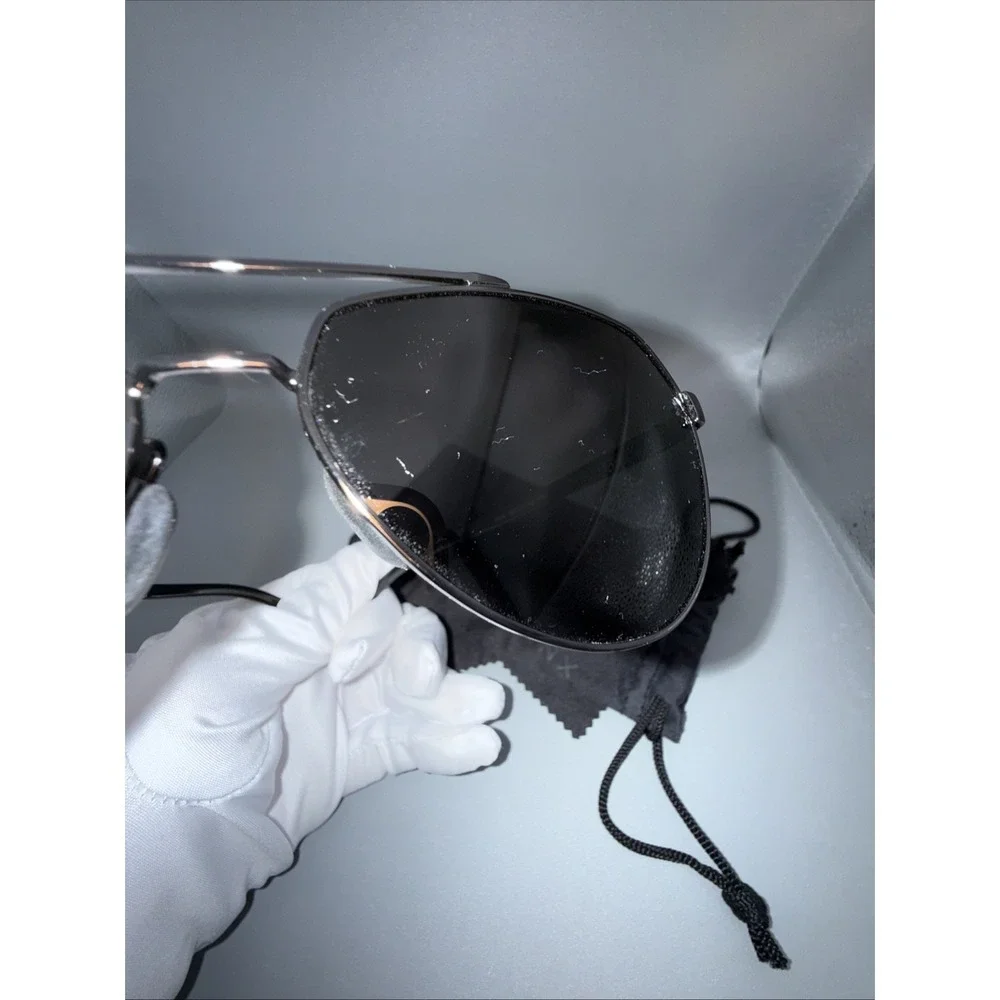 LUENX Genuine 6404-B4 POLARIZED Black AVIATOR SUNGLASSES w/ cloth & travel case